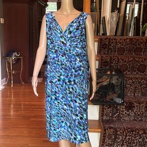 NEW Seaglass Dress Barn COLLECTION Poly/Spandex Sleeveless Plunge L Large Dress
